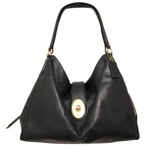 Coach Madison Carlyle Large Black Leather Turn Lock  Shoulder Bag 32221